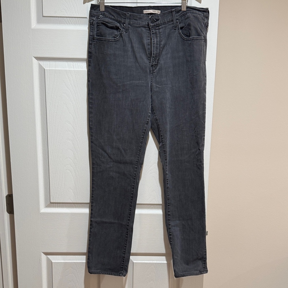 Levi's Women Straight Leg Jeans Washed Charcoal Gray Size 34 High Rise Straight